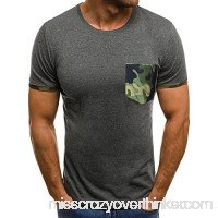 AMOFINY Men's Tops Muscle T-Shirt Slim Casual Fit Short Sleeve Camouflage Pocket Blouse Top Gray B07P71K844